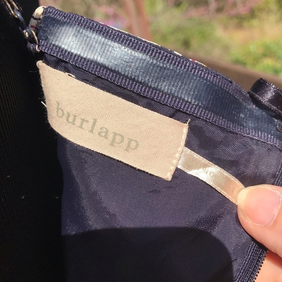 Burlapp Anthropologie Watercolor Abstract Fit+Flare Dress Sleeveless Beige - Picture 6 of 7